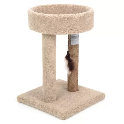 Whisker City® 23-in Scratch & Play Post Cuddler Carpet Cat Tower W/ Scratch Posts & Dangling Toy